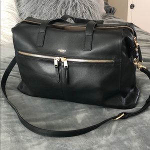 Knomo Luggage, Leather 14 inch Slim Brief Tote